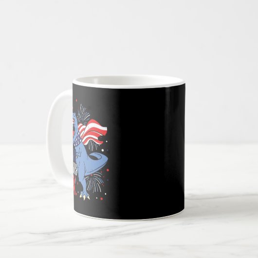 Ameri Saurus Rex 4. Juli Dinosaurier Unabhängigkei Kaffeetasse (Vorderseite Links)
