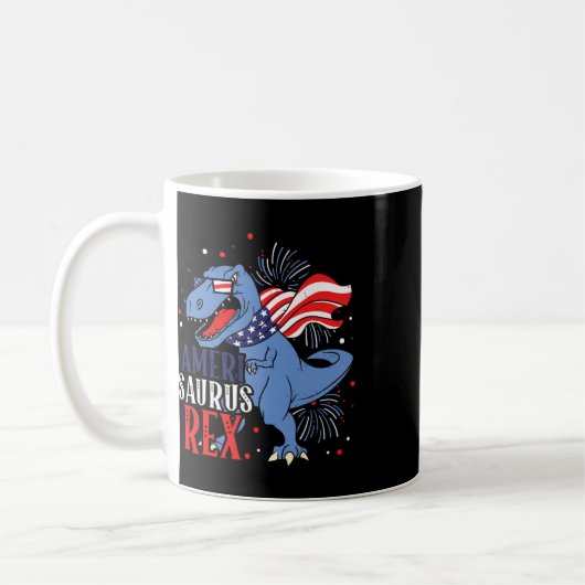 Ameri Saurus Rex 4. Juli Dinosaurier Unabhängigkei Kaffeetasse (Links)