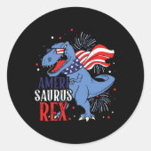 Ameri Saurus Rex 4. Juli Dinosaurier Unabhängigkei Runder Aufkleber (Vorderseite)
