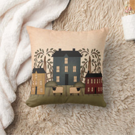 Ameriana Folk Art Houses Pillow Kissen