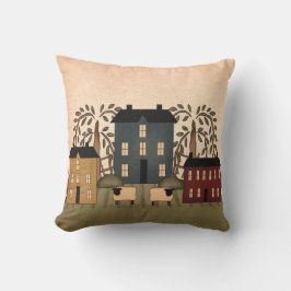 Ameriana Folk Art Houses Pillow Kissen