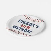 Ameriana Navy Blue & Red Baseball Geburtstag Pappteller (Schrägansicht)