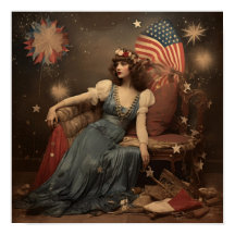 Ameriana New Years Frau mit Flagge