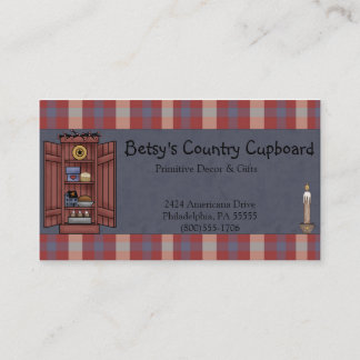 Ameriana Primitives Land Rot, Weiß, Blau Kariert Visitenkarte