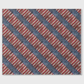 Ameriana Red White Blue Patriotic Rustikale Flagge Geschenkpapier (Flach)