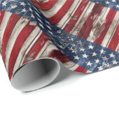 Ameriana Red White Blue Patriotic Rustikale Flagge Geschenkpapier (Rolleneckpunkt)