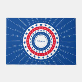 Ameriana Rot, Weiß und Blaue Sterne Willkommen Fußmatte