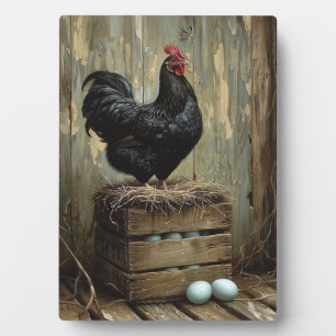 Ameriana Style Malerei eines Schwarzen Hens Fotoplatte