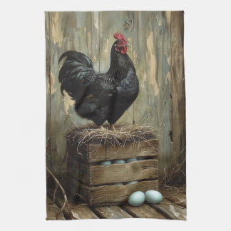 Ameriana Style Malerei eines Schwarzen Hens Geschirrtuch