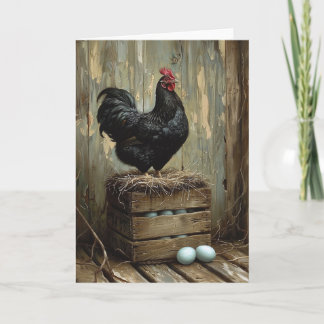 Ameriana Style Malerei eines Schwarzen Hens Karte