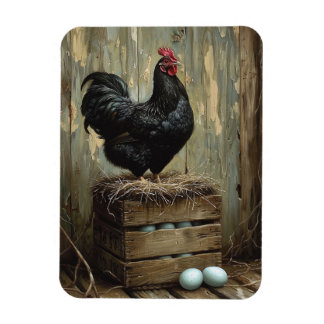 Ameriana Style Malerei eines Schwarzen Hens Magnet