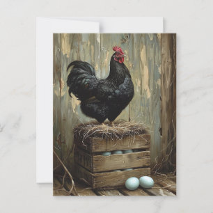 Ameriana Style Malerei eines Schwarzen Hens Postkarte