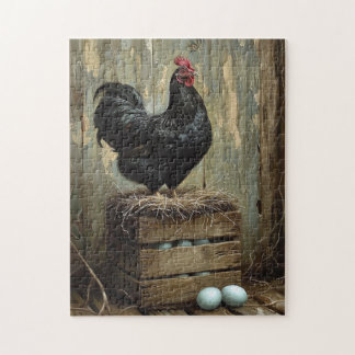 Ameriana Style Malerei eines Schwarzen Hens Puzzle