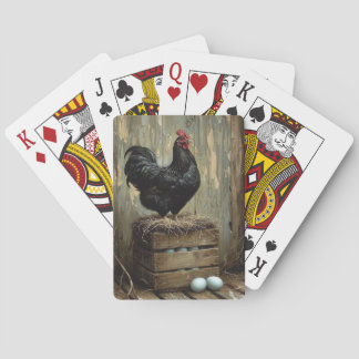 Ameriana Style Malerei eines Schwarzen Hens Spielkarten