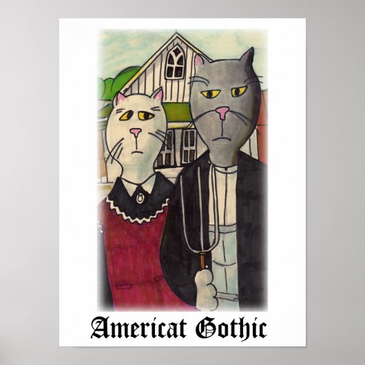 Ameriat Gothic Cat Cartoon Character Art Poster (Vorne)