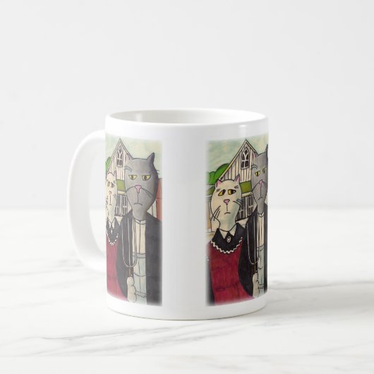 Ameriat Gothic Niedlich Classic Cat Character Art Kaffeetasse (Vorderseite Links)