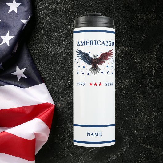 AMERICA250 Feiert 1776 - 2026 Mit Name Thermosbecher