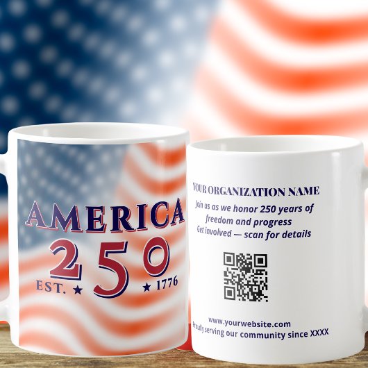 America 250 1776 2026 Benutzerdefinierter QR-Code  Kaffeetasse