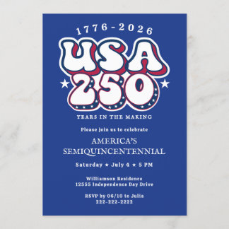 America 250 1776 US 250th Anniversary Groovy Blue Einladung