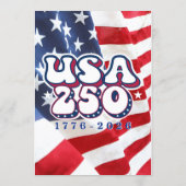 America 250 1776 US 250th Anniversary Groovy Blue Einladung (Rückseite)