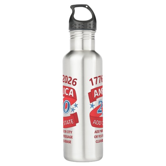 America 250 Add State 1776 2026 Cool Personalized Edelstahlflasche (Rückseite)