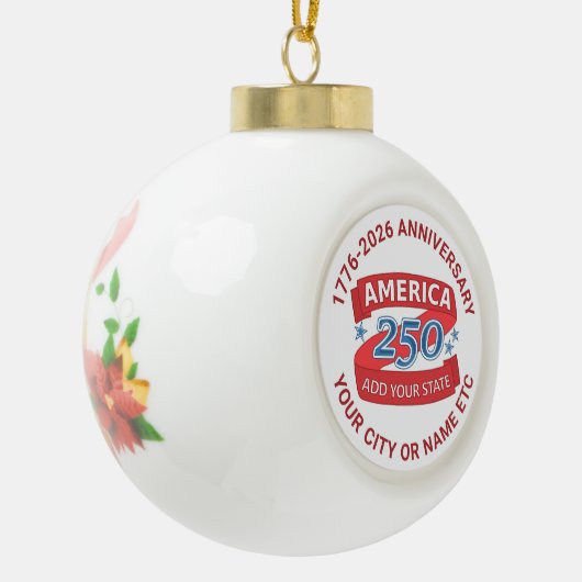 America 250 Add State Custom 250th Anniversary Keramik Kugel-Ornament (Links)