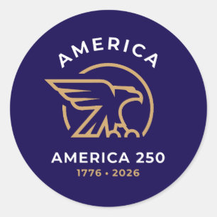 America 250 Adler-Emblem 1776–2026 Patriotisch Runder Aufkleber