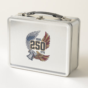 America 250 Adlerflügel 2026 Patriotisches Design_ Metall Brotdose