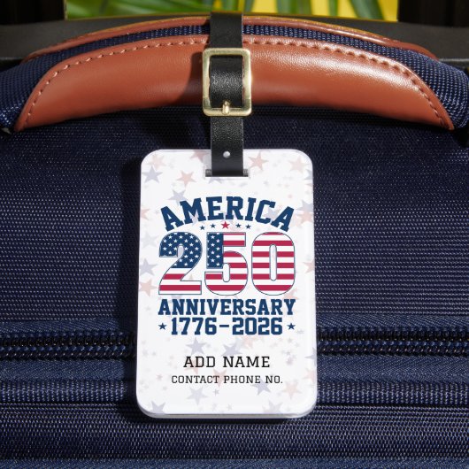 America 250 Anniversary Red & Blue Personalized Gepäckanhänger (Vorderseite Insitu 2)