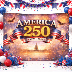 America 250 Banner mit Feuerwerk