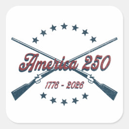 America 250 Crossed Rifles Patriotic 1776-2026 Quadratischer Aufkleber