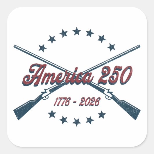 America 250 Crossed Rifles Patriotic 1776-2026 Quadratischer Aufkleber (Vorderseite)