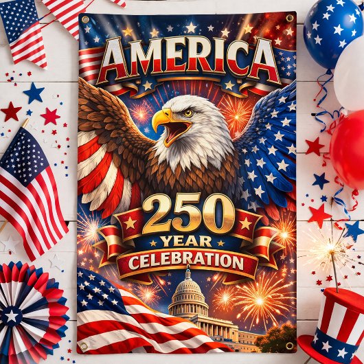America 250 Eagle Celebration with Capitol Banner