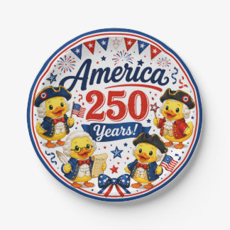 America 250 Entchen-Feier Papier-Schalen Pappteller