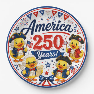 America 250 Entchen-Feier Papier-Schüsseln Pappteller