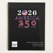 America 250 Executive Schwarzer Gedenk-QR-Code Planer (Vorderseite)