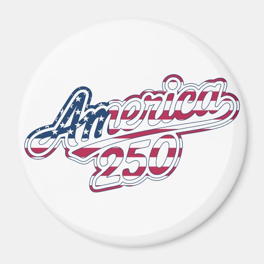 America 250 Flag Script 250-Jahr-Feier Design Magnet (Vorne)