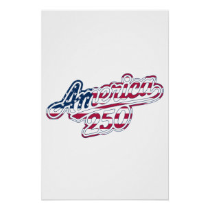 America 250 Flag Script Halbquinquennale Gestaltun Poster