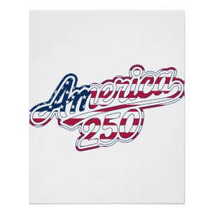America 250 Flag Script Halbquinquennendesign Poster