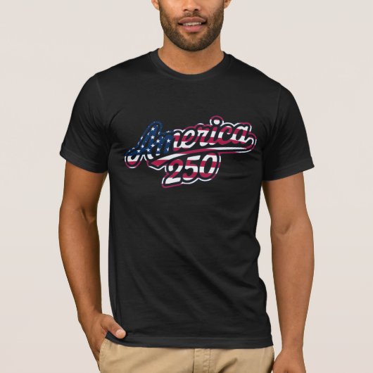 America 250 Flag Script Halbquinquennendesign T-Shirt (Vorderseite)