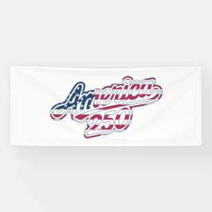America 250 Flag Script Semiquincentennial Design  Banner