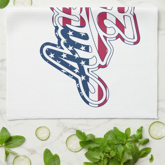 America 250 Flag Script Semiquincentennial Design Geschirrtuch (Gefaltet)