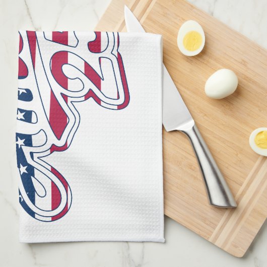 America 250 Flag Script Semiquincentennial Design Geschirrtuch (Viertel Falte)