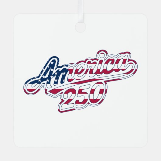 America 250 Flag Script Semiquincentennial Design Ornament Aus Metall (Vorderseite)