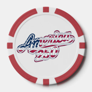 America 250 Flag Script Semiquincentennial Design  Pokerchips
