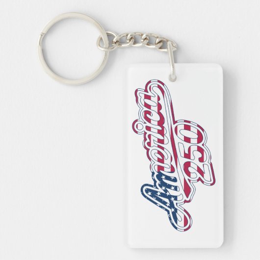 America 250 Flag Script Semiquincentennial Design  Schlüsselanhänger (Vorderseite)