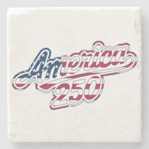 America 250 Flag Script Semiquincentennial Design Steinuntersetzer