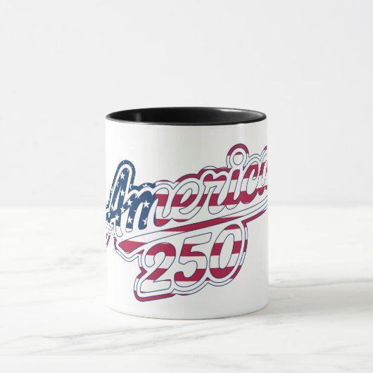 America 250 Flag Script Semiquincentennial Design Tasse (Zentrum)