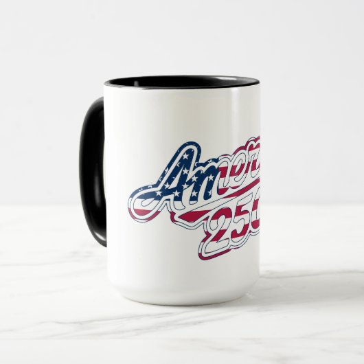 America 250 Flag Script Semiquincentennial Design Tasse (Vorderseite Links)