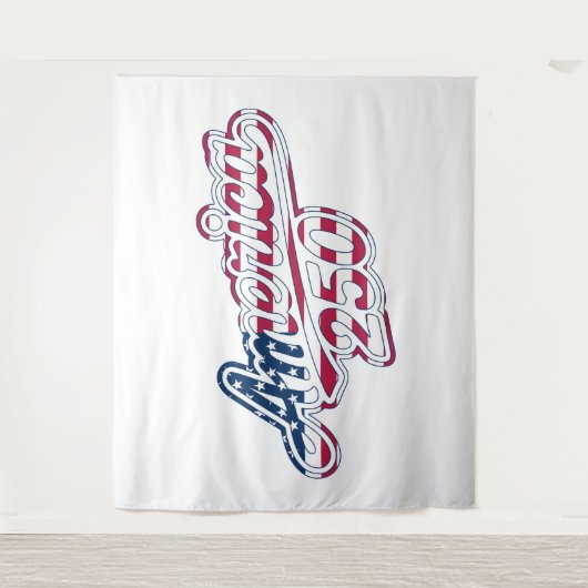 America 250 Flag Script Semiquincentennial Design Wandteppich (Vorderseite)